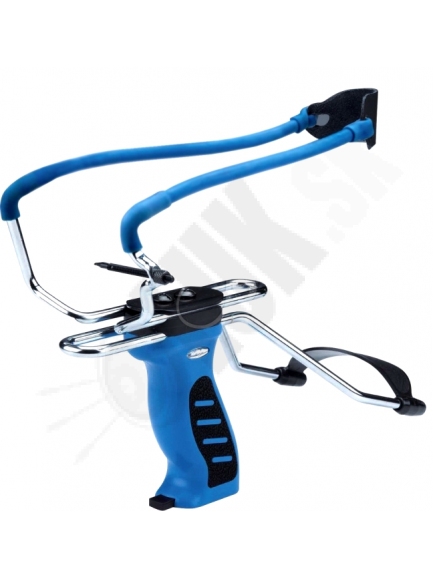 4.9. Skladací Prak Blackbird s oporou a zásobníkom na guľočky čierny/modrý (83503)